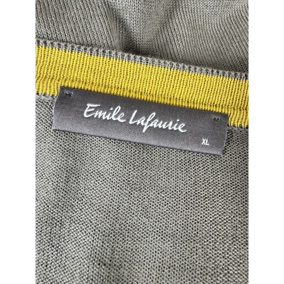 Emile Lafaurie Men XL Cardigan Sweater Made in Italy Olive Green Gray Colorblock - Picture 5 of 14